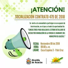 SOCIALIZACIÓN DEL CONTRATO 479 DE 2018 EN LA VEREDA EL DIAMANTE