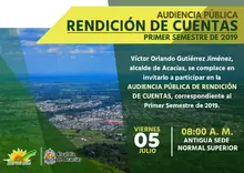 AUDIENCIA PÚBLICA RENDICIÓN DE CUENTAS PRIMER SEMESTRE DE 2019