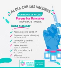 Este Domingo 28 de agosto, jornada de vacunación en el Parque Los Bancarios