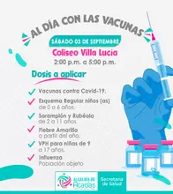 Este Sábado en el Coliseo de Villa Lucía, Jornada especial de vacunación de esquemas regulares y contra el COVID-19