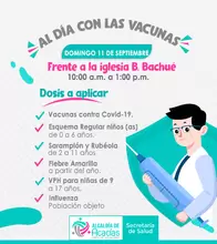Jornada gratuita de vacunación al frente de la iglesi del Bachué