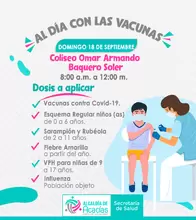 Este domingo 18 de septiembre: Jornada Especial de Vacunación en el coliseo de Las Ferias