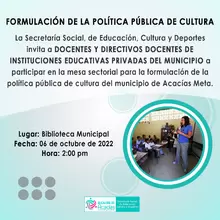 Política Pública de Cultura: Mesa docentes y directivos docentes de I.E. Privadas 