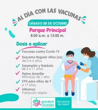 Jornada especial de Vacunación esquema regular y covid en el Parque Principal 