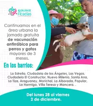 Jornada Gratuita de Vacunación Antirrábica por diferentes barrios 