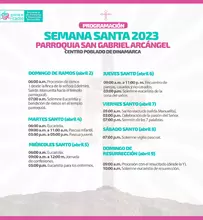 PROGRAMACIÓN DE LA SEMANA MAYOR - PARROQUIA SAN GABRIEL ARCÁNGEL