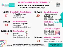 CRONOGRAMA DE ACTIVIDADES DE LA BIBLIOTECA PÚBLICA MUNICIPAL