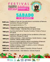 XV Festival y Reinado del Búfalo Programación del sábado 19 de agosto de 2023