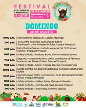 XV Festival y Reinado del Búfalo Programación del domingo 20 de agosto de 2023