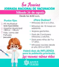Este sábado 26 de agosto: Jornada Gratuita de Vacunación  