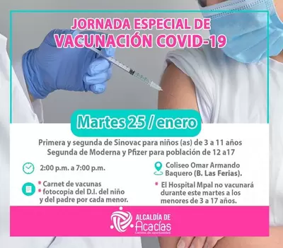 Jornada especial de vacunación contra el COVID-19 para menores
