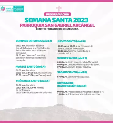 PROGRAMACIÓN DE LA SEMANA MAYOR - PARROQUIA SAN GABRIEL ARCÁNGEL