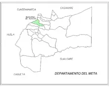Mapa geográfico del Municipio de Acacias en el Departamento del Meta.