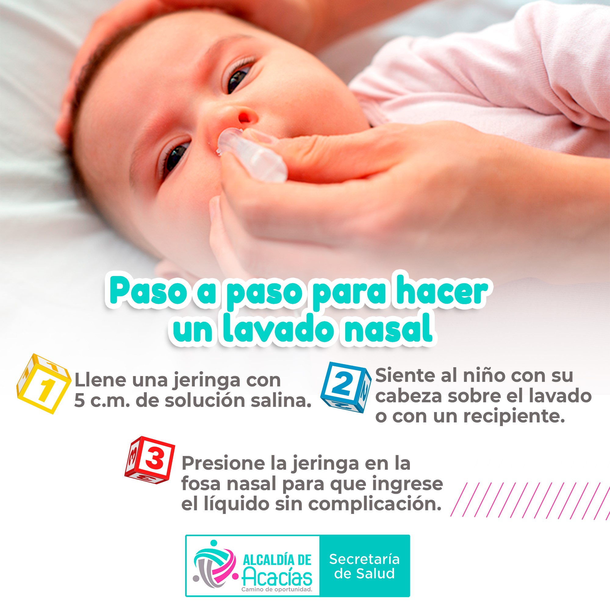 Lavado nasal con jeringa en bebés 