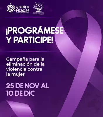Prográmese y participe de las diferentes actividades contra la eliminación de la violencia contra la Mujer