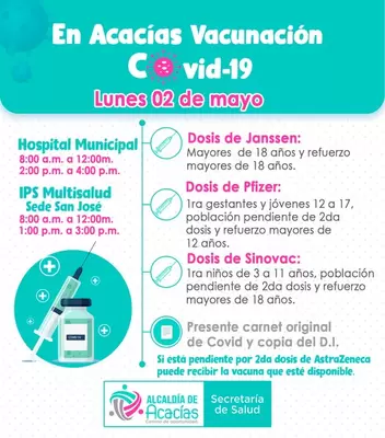 Lugares de aplicación de la vacuna contra el covid-19 para este lunes 2 de mayo de 2022