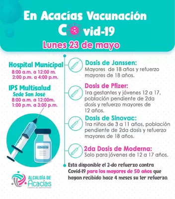 Lugares de aplicación de la vacuna contra el covid-19 para este lunes 23 de mayo de 2022