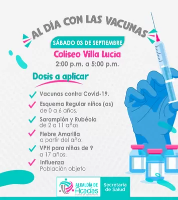 Este sábado y domingo: Jornadas especiales de vacunación esquemas regulares y contra el COVID-19