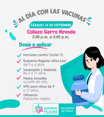 Jornadas especiales de vacunación de esquemas regulares y covid-19 en Sierra Nevada y Bachué