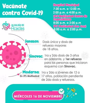 Lugares y vacunas contra el COVID-19 para el 16 de noviembre de 2022