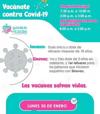 Lugares de aplicación de la vacuna contra el covid-19 para este Lunes 30 de enero de 2023