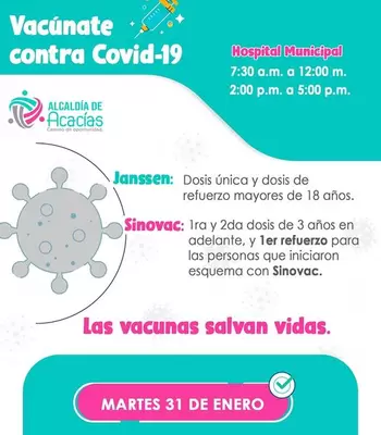 Lugares de aplicación de la vacuna contra el covid-19 para este martes 31 de enero de 2023