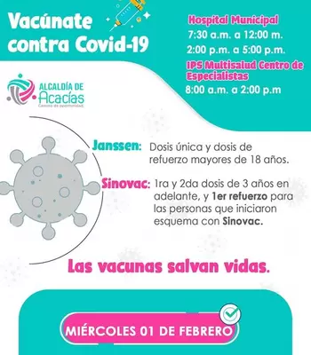Lugares de aplicación de la vacuna contra el covid-19 para este miércoles 1 de febrero de 2023