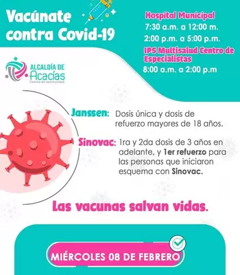 Lugares de aplicación de la vacuna contra el covid-19 para este miércoles 8 de febrero de 2023