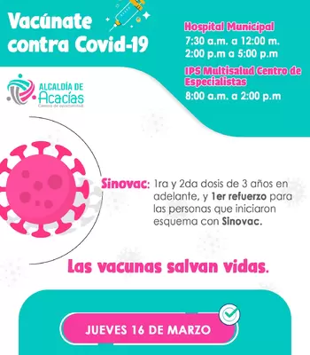 Lugares de aplicación de la vacuna contra el covid-19 para este jueves 16 de marzo de 2023