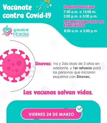 Lugares de aplicación de la vacuna contra el covid-19 para este viernes 24 de marzo de 2023