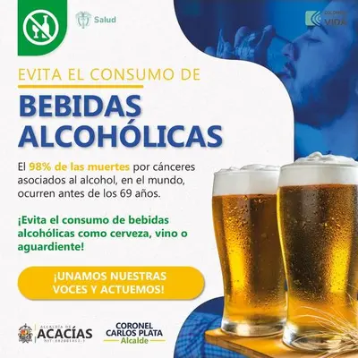 Evite el consumo de  bebidas alcohólicas.