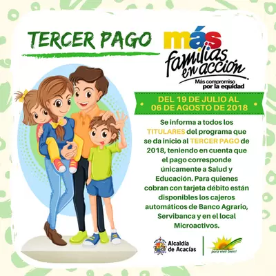 TERCER PAGO 2018 PROGRAMA MÁS FAMILIAS EN ACCIÓN