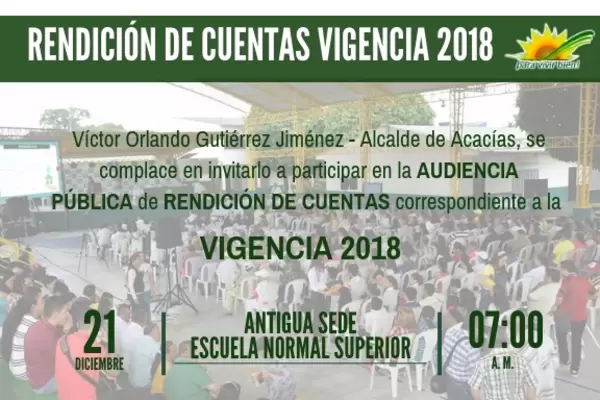 AUDIENCIA PÚBLICA RENDICIÓN DE CUENTAS VIGENCIA 2018