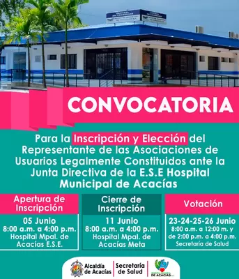 Elecciones para representante a Junta Directiva del Hospital Municipal de Acacías.