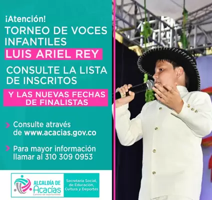 Conozca el listado de los participantes en el Torneo Infantil de Voces “Luis Ariel Rey”