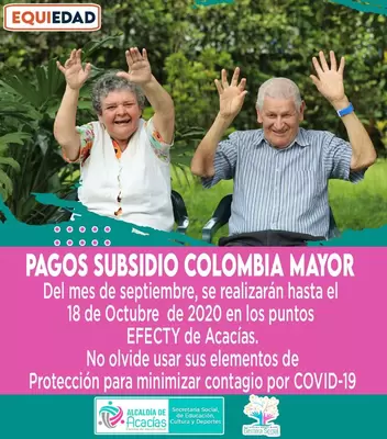 Inician Pagos de Septiembre de Colombia Mayor