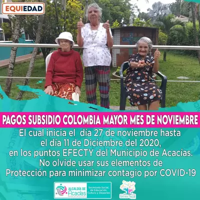 Pago de subsidios a adultos mayores del Programa Colombia Mayor