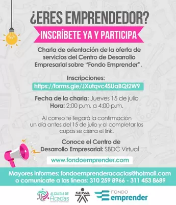 Inscríbase y participe: Alcaldía y SENA apoyan Emprendimientos en Acacías