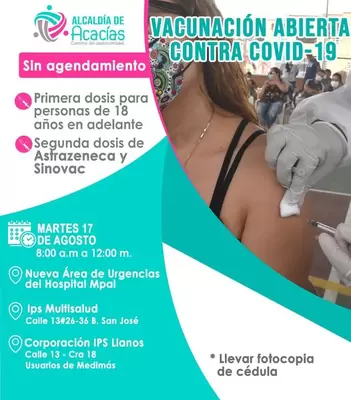 Puntos de vacunación contra el COVID-19 para el 17 de agosto de 2021