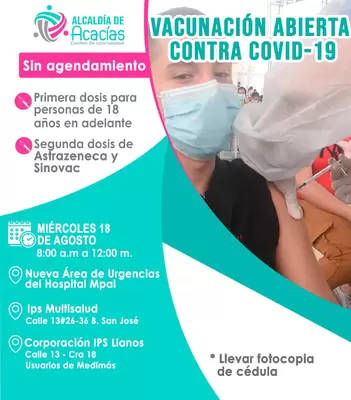 Puntos de vacunación contra el COVID-19 para el 18 de agosto de 2021