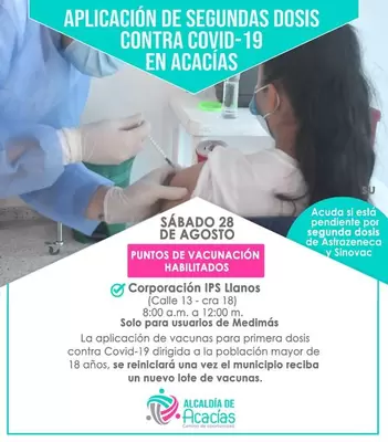 Puntos de Vacunación contra el COVID- 19 dispuestos para este 28 de agosto de 2021