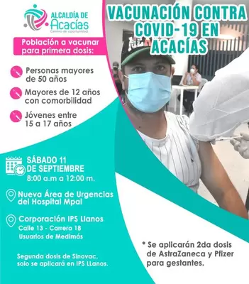 Lugares y vacunas contra el COVID- 19 dispuestos para el 11 de septiembre de 2021