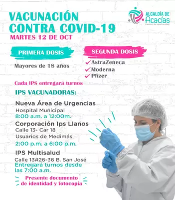 Lugares y Vacunas contra el COVID-19 para el 12 de octubre de 2021