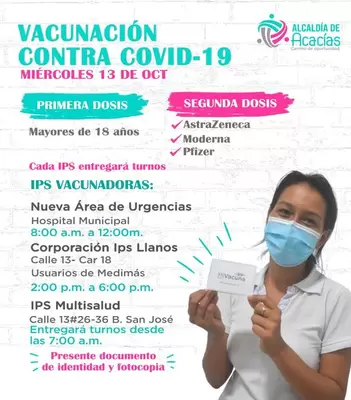 Lugares y Vacunas contra el COVID-19 para el 13 de octubre de 2021
