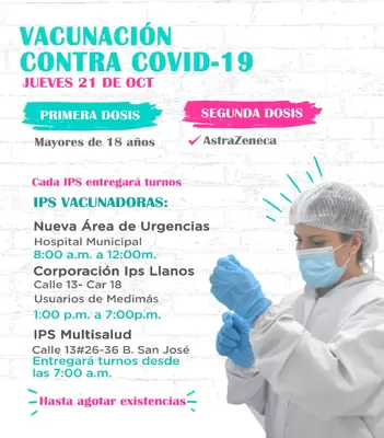 Lugares y Vacunas contra el COVID-19 para el 21 de octubre de 2021