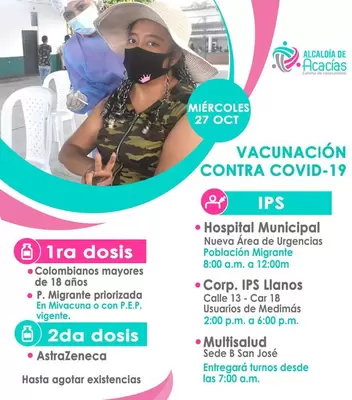 Lugares y Vacunas contra el COVID-19 para el 27 de octubre de 2021