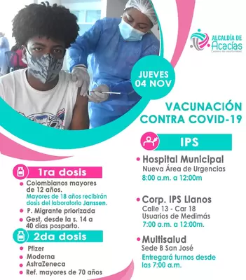 Lugares y vacunas contra el COVID-19 para el 4 de noviembre de 2021