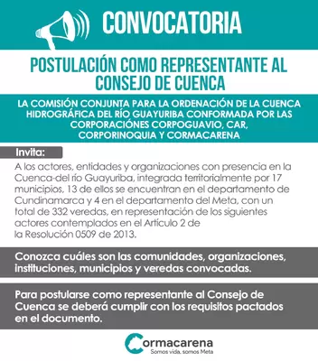 Convocatoria: Reconformación del Consejo de la Cuenca del río Guayuriba