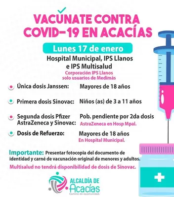 Vacunas contra el Covid-19 y puntos de vacunación para este 17 de enero de 2022