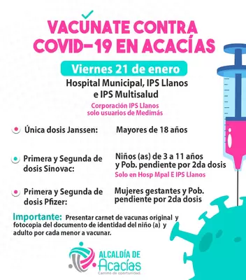 Vacunas contra el Covid-19 y lugares de aplicación para este 21 de enero 2022